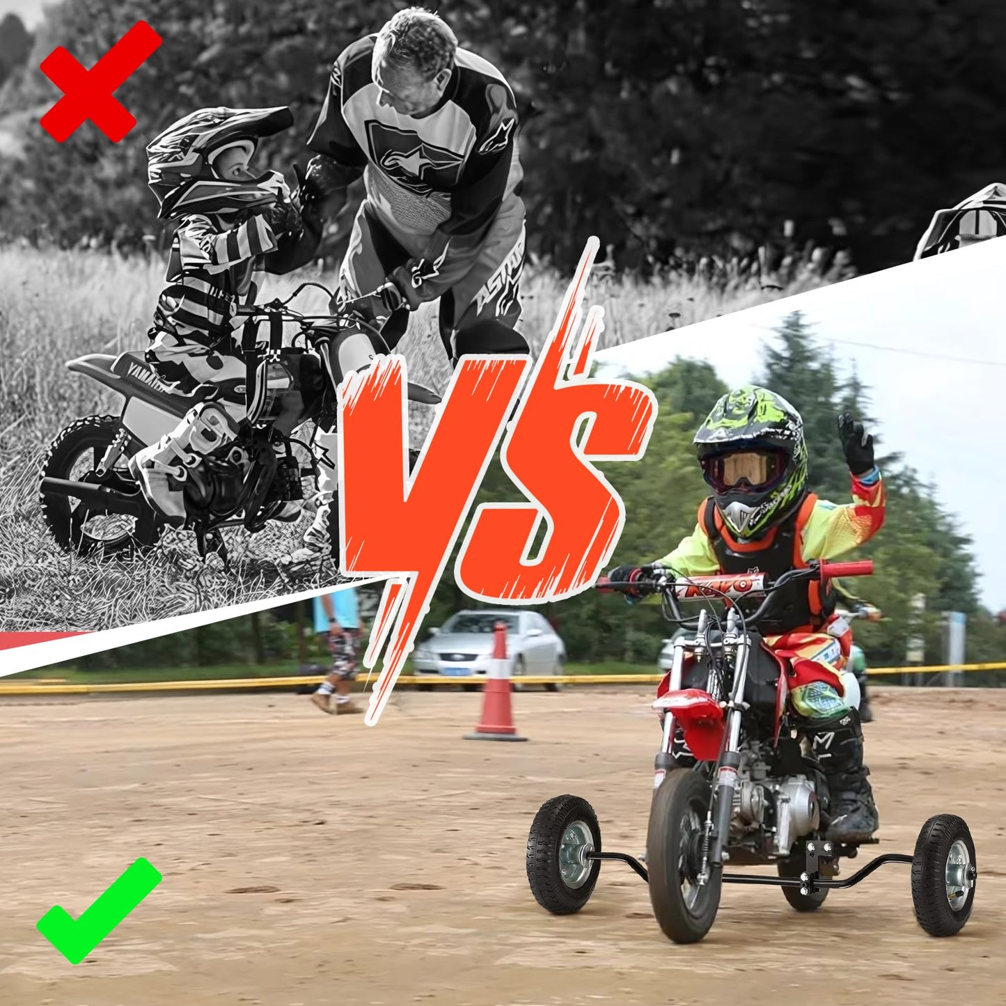 Hohnezl Dirt Bike Training Wheels 50cc 49cc 40cc,For Razor MX500 MX125 MX400 Honda CRF50 XR50 Yamaha PW50 TTR50 Ktm 50cc Mini Senior Adenture, Compatible with All Kinds of 50cc Dirt Bike