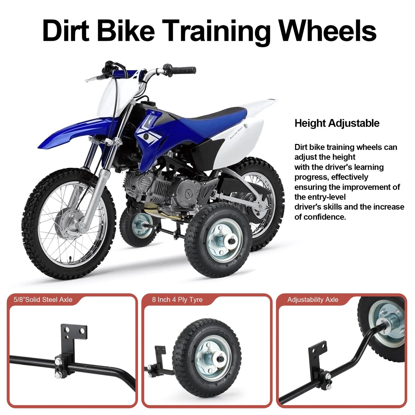 Hohnezl Dirt Bike Training Wheels 50cc 49cc 40cc,For Razor MX500 MX125 MX400 Honda CRF50 XR50 Yamaha PW50 TTR50 Ktm 50cc Mini Senior Adenture, Compatible with All Kinds of 50cc Dirt Bike