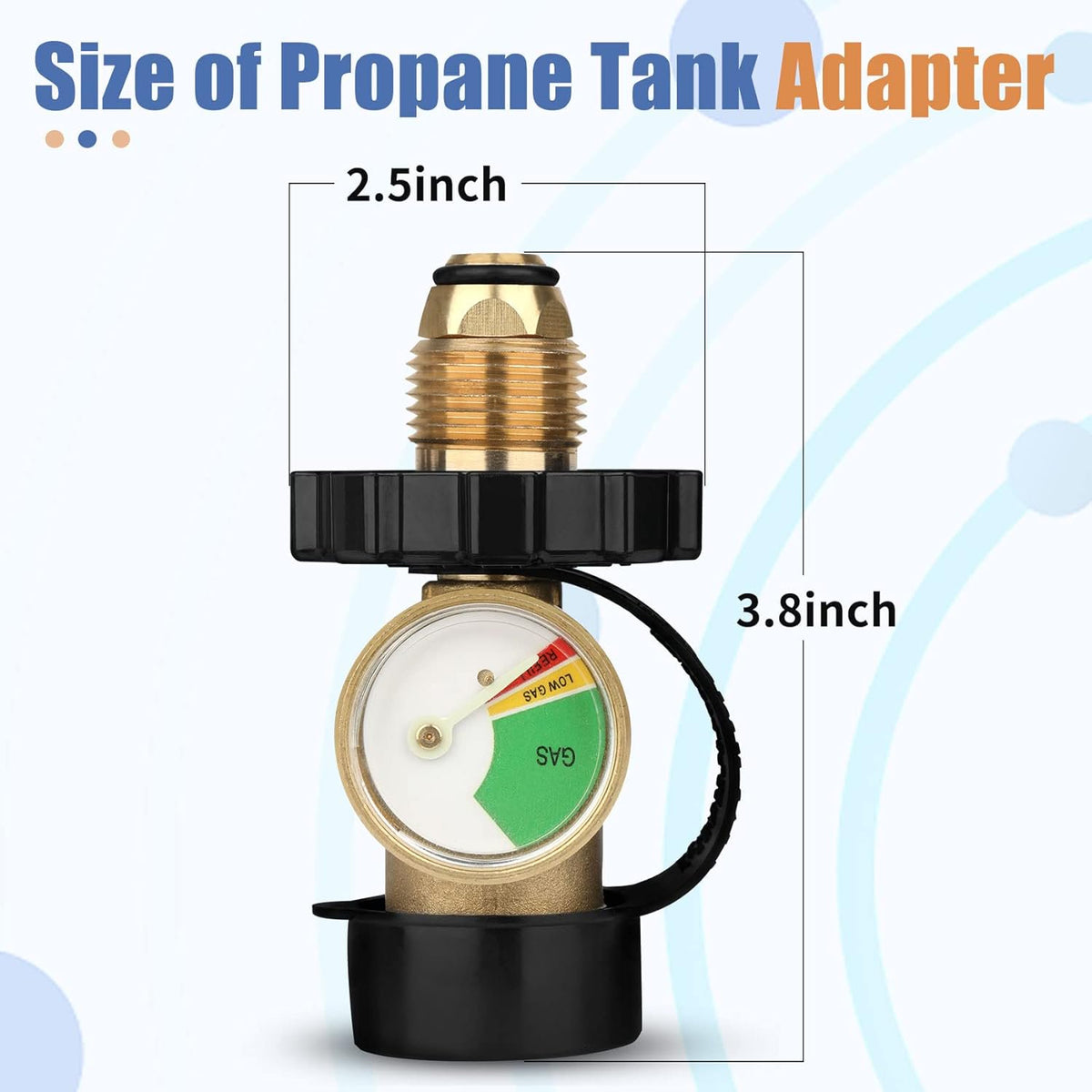 XWYXSTG Propane Tank Adapter with Gauge, Universal Fit POL Propane Tank Gauge Converts POL Gas Tank Service Valve to QCC1 / Type 1, Old to New Connection Type, Solid Brass