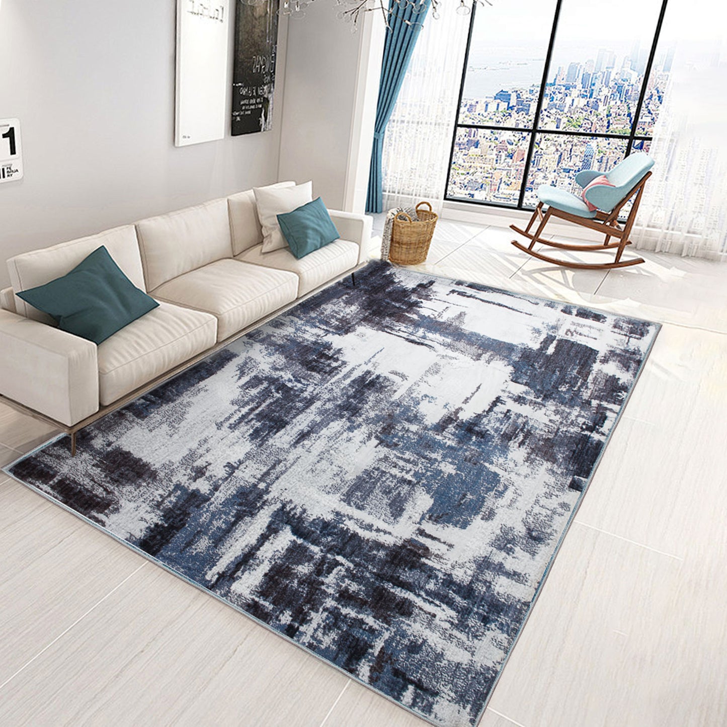 5'x7' Area Rugs, Rubber Backing Washable Carpet，Home Decor Modern Area Rug for Living Room,Gray