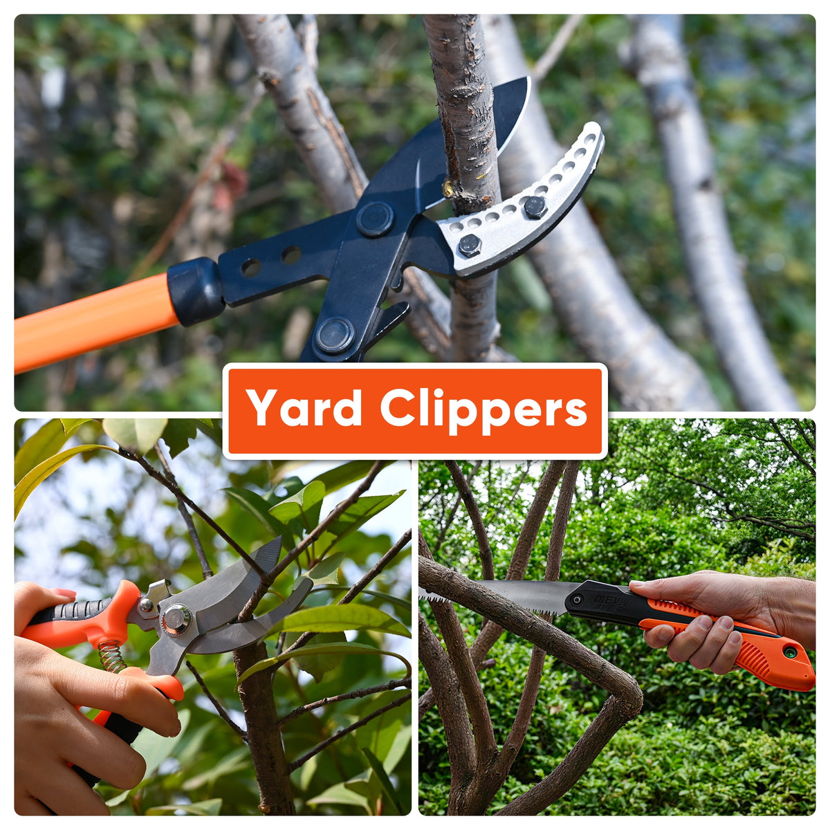 XWYXSTG 4PCS Lopper Hedge Clippers Pruners&Hand Saw,Heavy Duty Branch Cutter with Compound Action, Professional Branch Cutter Tree Trimmer for Indoor & Outdoor Gardening